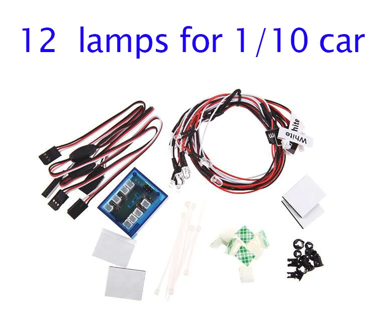 Бесплатная доставка 1/10 RC автомобильные фары 12 ламп