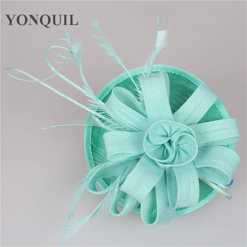 

Ivory Bridal Wedding Hats Women Fancy Imitation Sinamay Fascinator Hats And Red Cocktail Hats With Ostrich Pole Multiple Colors