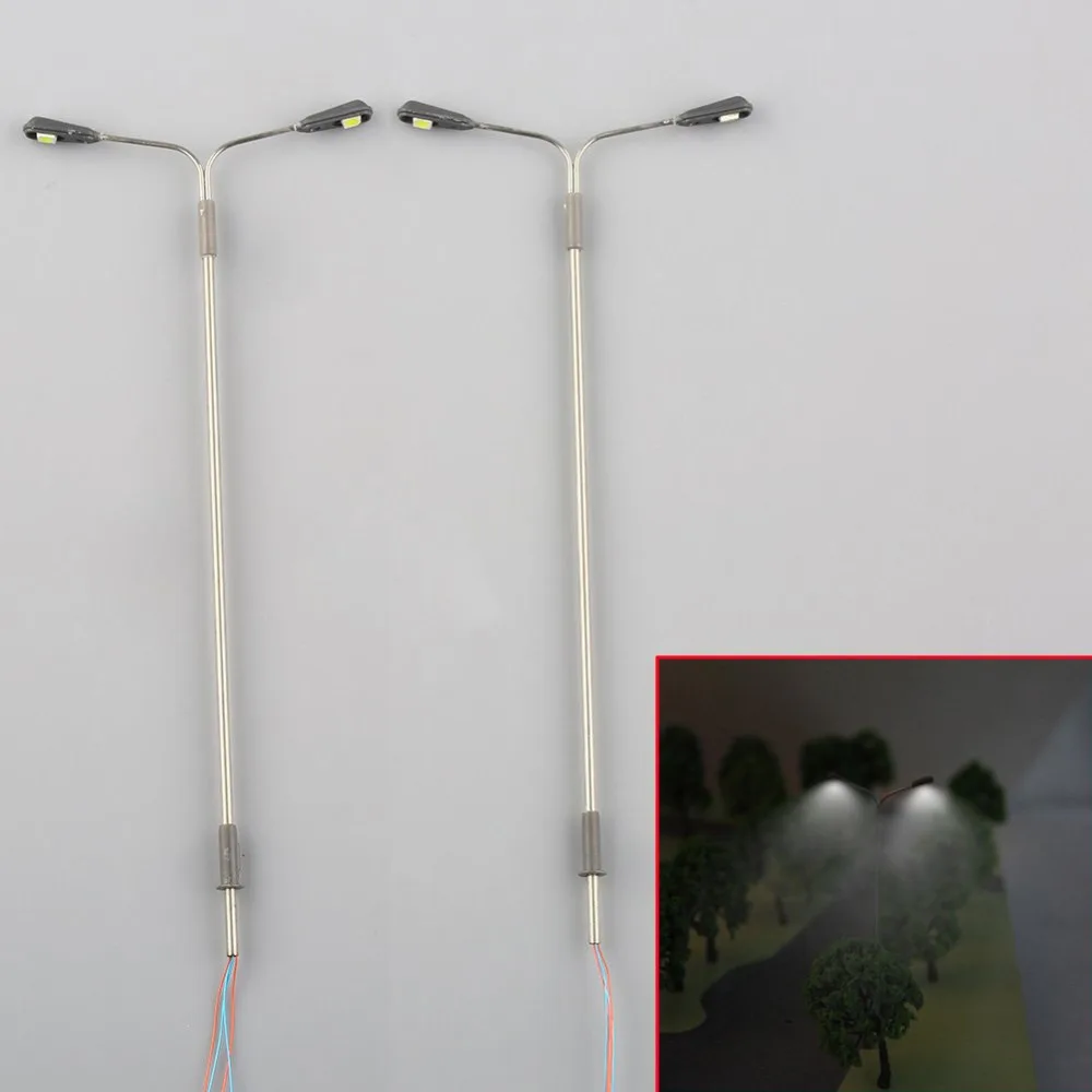 

10Pcs Two Head Lamp Post Model LED Light Train Railway Street Scenery 1:75 Scale