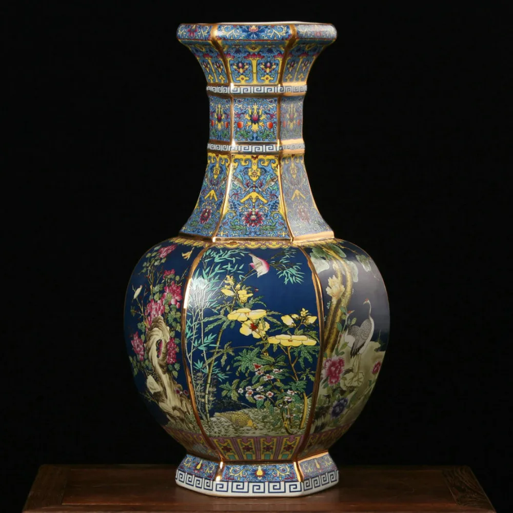 

Antique Palace Restoring Jingdezhen Handmade Sculpture ceramic-decorative-vase Collection Qing qian long Porcelain Flower Vase