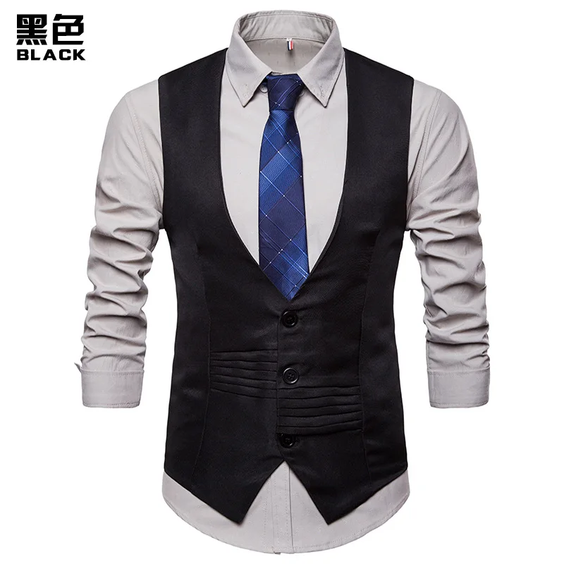 Брендовый мужской жилет белый повседневный костюм Приталенный без рукавов