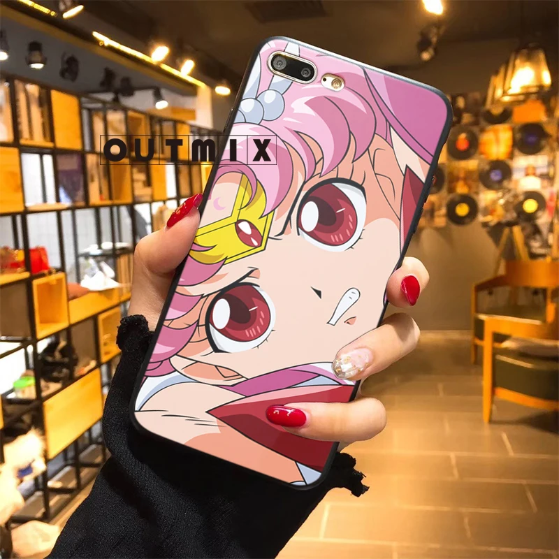 OUTMIX аниме Сейлор Мун Chibimoon телефон Мягкий силиконовый чехол для iphone 5 6 7 8 PLUS X Fundas