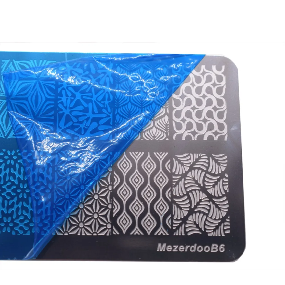 Mezerdoo Geometry Rectangle Stamping Template Geometric Pattern Manicure Leaves Flower Design Nail Art Stamp Image Plate B6 | Красота и