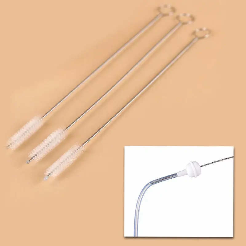 

New! 5Pcs Reusable Stainless Steel Drinking Straws Cleaning Brush Cleans Sippy Cup Straws Quality First