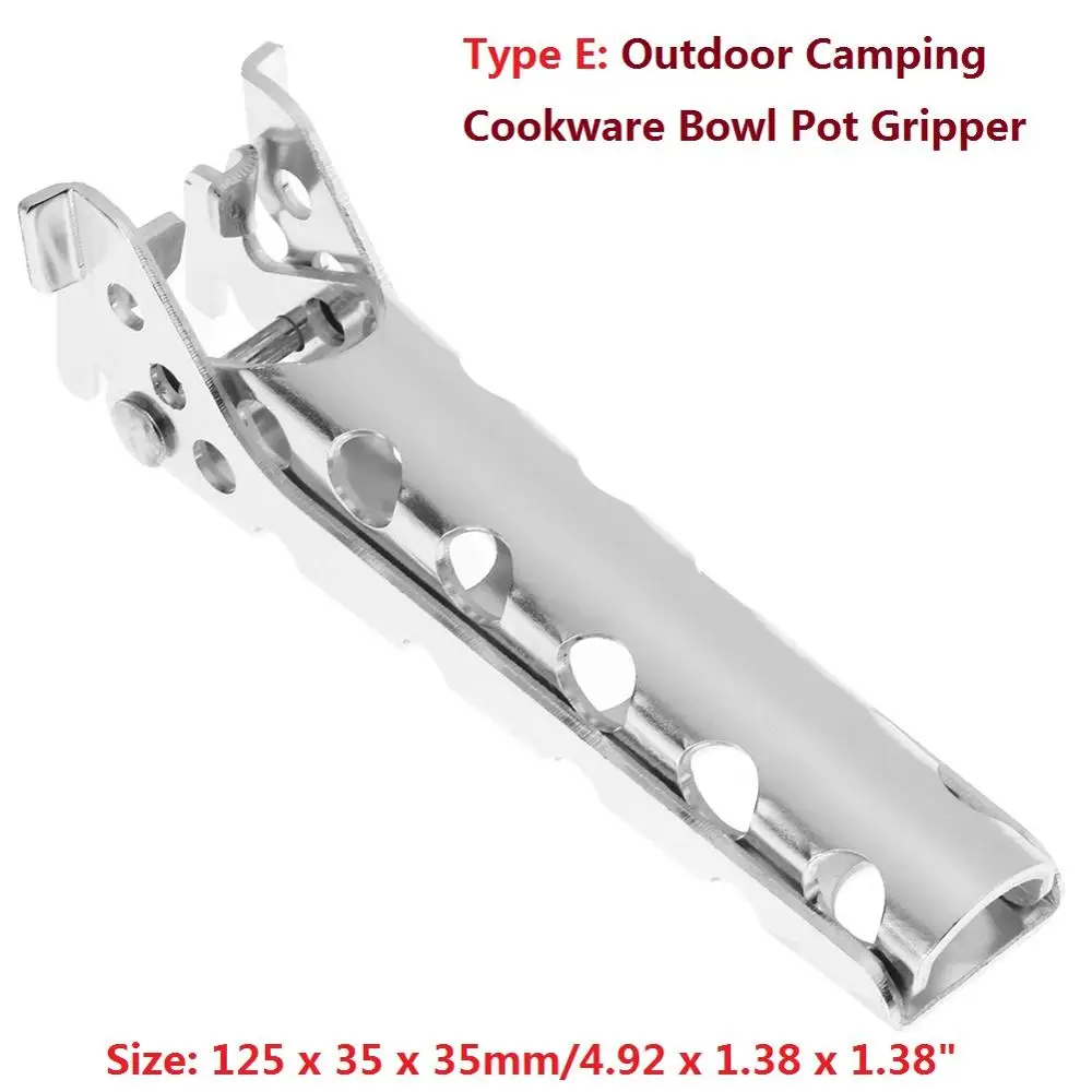 Type E Pot Gripper Нержавеющая сталь складная походная дровяная плита для дома пикника барбекю жаровня уголь барбекю домашняя печь набор для пикника - Цвет: Type E Pot Gripper
