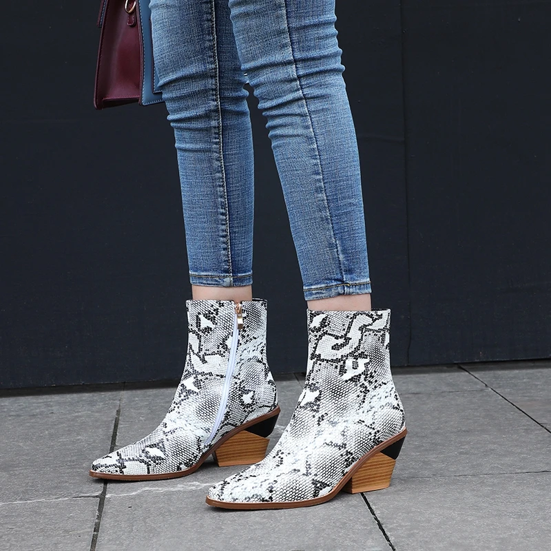 

HOT 2019 Fashion Ankle Boots Women Pointed Toe Autumn Winter Boots Thick High Heels Women's Boots Lady Combat Boots for Women