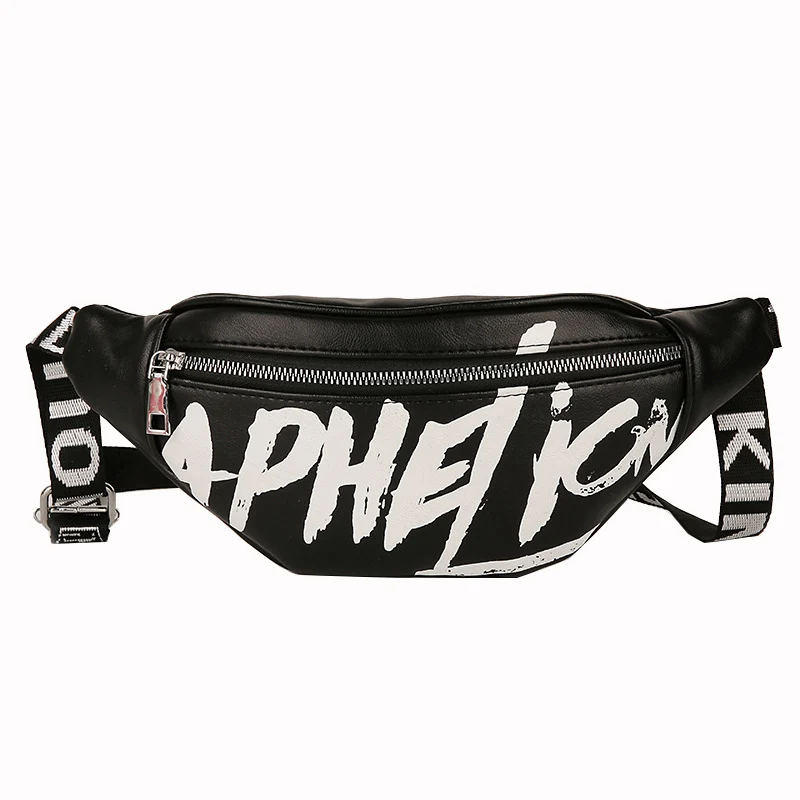 Black Waist Bag Поясные сумки для женщин, новинка, модные женские сумки с банановым поясом, поясная сумка, тренд для девушек, хип-хоп, с буквенным принтом, сумки через плечо из искусственной кожи - Цвет: Black Waist Bag