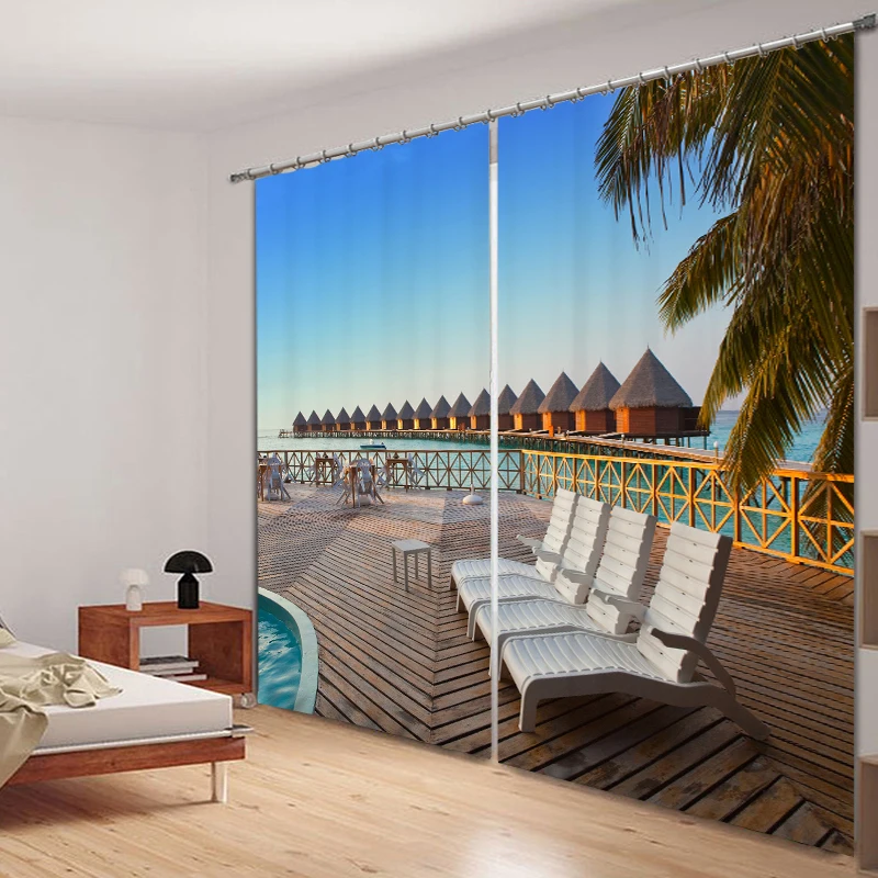 Красивые приморские пейзажи 3D фото печать затемненные оконные шторы для