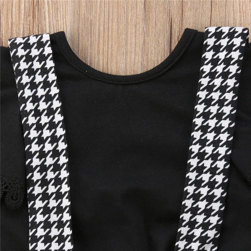 Комплект одежды для маленьких девочек из 2 предметов: кружевной топ + клетчатые