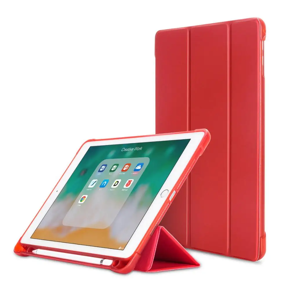 Red-3-YH-bi-56789 Горячий чехол для / iPad 9,7 дюймов/Air 1/Air 2. Искусственная кожа смарт-чехол+ силиконовая ручка лоток чехол для планшета-EQHTX - Цвет: Red-3-YH-bi-56789