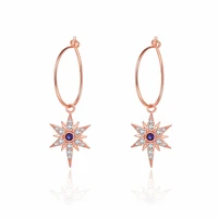 jingyang trees earrings for women glamour crystal hexagon star jewelry girls fashion zirkon summer earrings wedding jewelry