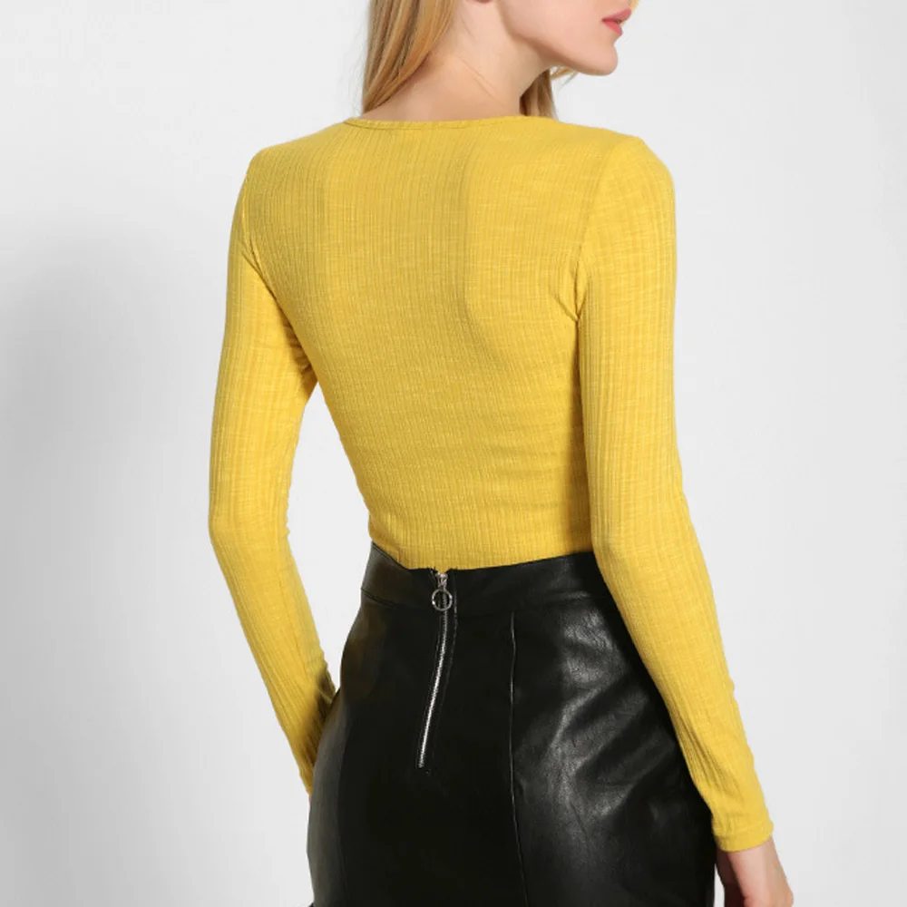 Lace up knitted sweater sexy v-neck long sleeve pullovers ladies casual hollow out sweaters WN181 | Женская одежда