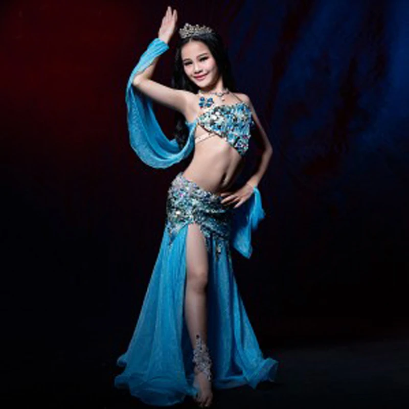 Новое поступление, летние детские костюмы для восточных танцев для девочек, платье, сексуальные профессиональные Костюмы для танцев, пеформентов для детей