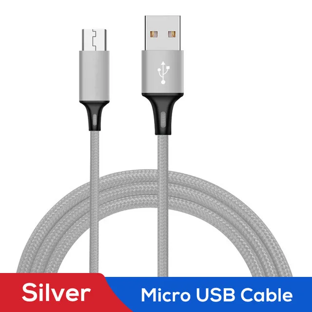 SUPTEC Micro USB кабель 2.4A Быстрая зарядка Microusb зарядное устройство шнур для samsung Galaxy S7 edge S6 Xiaomi Redmi кабели для мобильных телефонов - Цвет: Silver