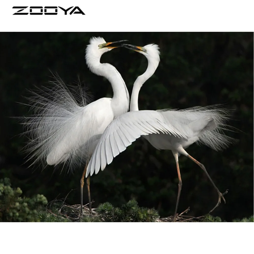 ZOOYA новый 5D DIY Алмазная картина вышивка птица две черные и белые мозаики круглые