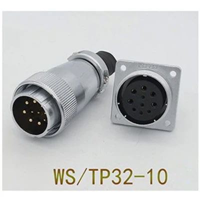WS32-10F 1 комплект WS32 авиационным соединителем мужской и женский квадратный фланец Диаметр вала(мм): гнездо 4/6/8/10/11/12/13/14/19 Pin вилкой/корейский производитель кабелей авиации круговой разъем кабеля - Цвет: WS32-10F