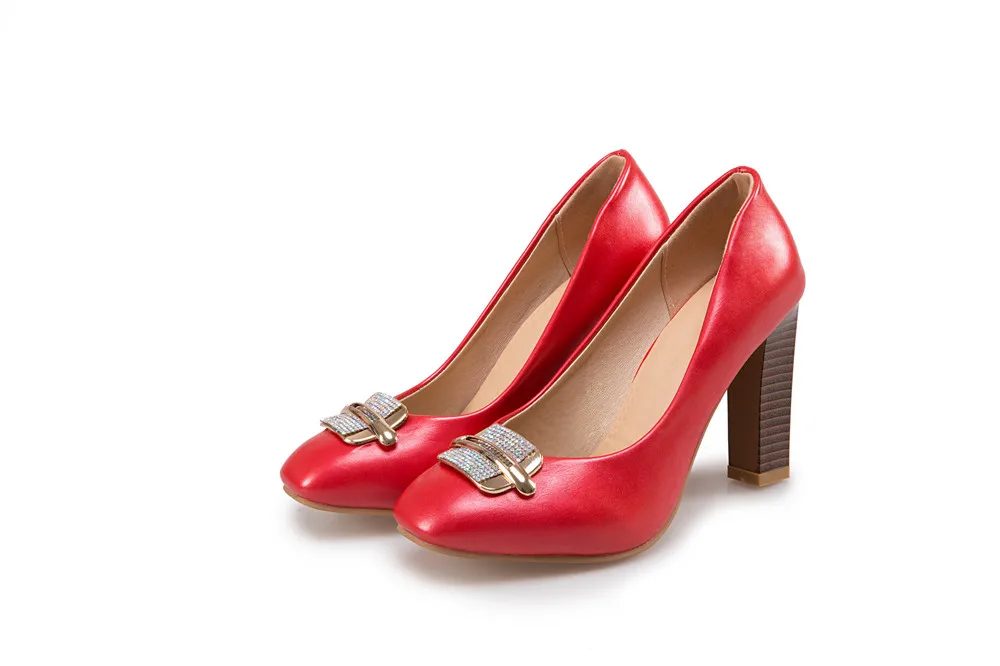 Г. Новая обувь zapatos mujer демисезонные туфли-лодочки большого размера 31-45 женская обувь Свадебные Вечерние туфли на высоком каблуке с круглым носком, T711