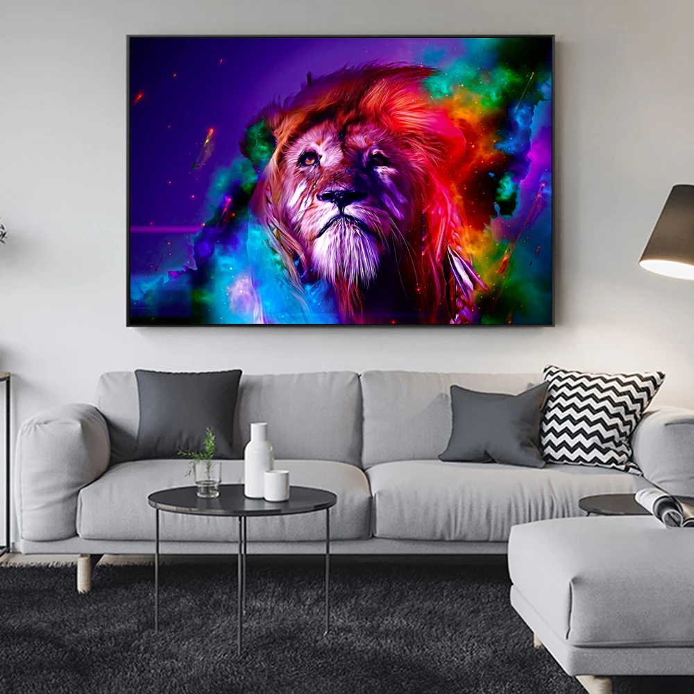 

Watercolor Abstract Lion Canvas Paintings On The Wall Art Aniamals Decotative Wall Pictures Pop Art Canvas Prints For Kids Room