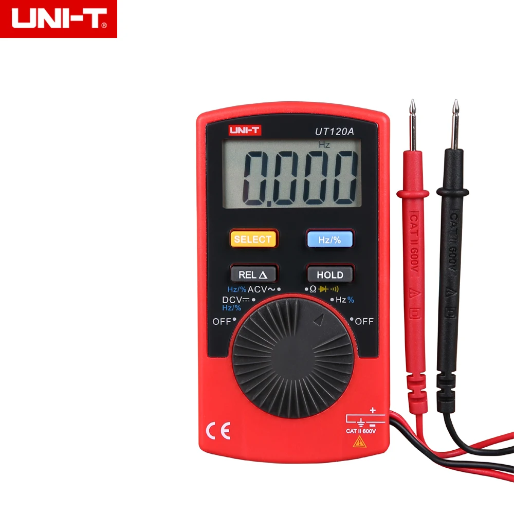 

UNI-T UT120A/B/C Mini Digital LCD Multimeter Palm Size Auto Range Multimeter AC DC Voltage Resistance Test Frequency Data Hold