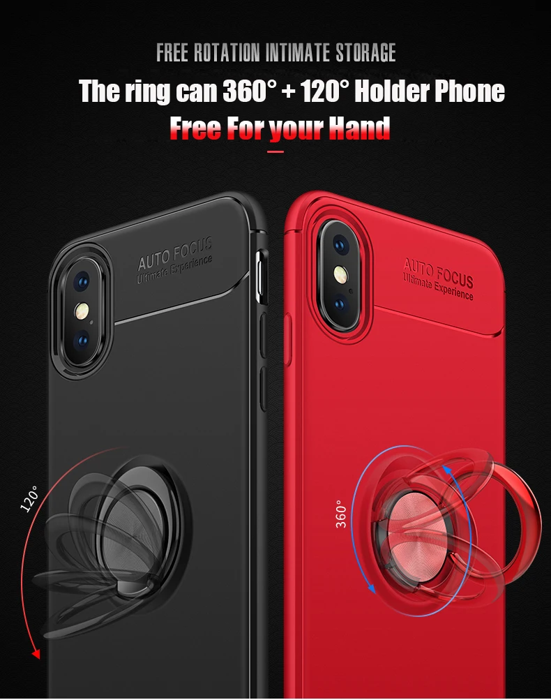 Для iPhone 5 5S SE 6 6s 7 8 Plus X XS MAX XR магнитный держатель TPU металлический Автомобильный Кронштейн кольцо силиконовый резиновый мягкий чехол 8 7 Plus