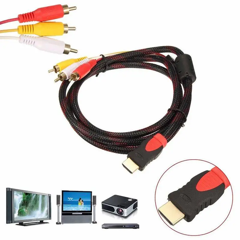 Кабель-переходник EastVita Плетеный с HDMI-совместимым штекером на 3RCA 5 футов