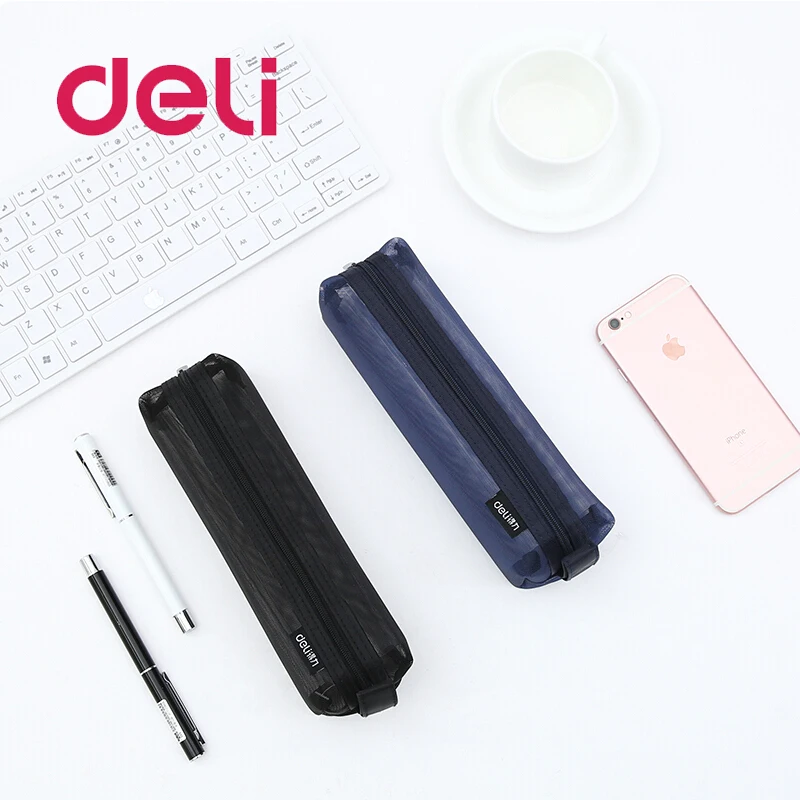 Deli 1 шт. прозрачная сумка для карандашей черная газовая большая емкость студентов