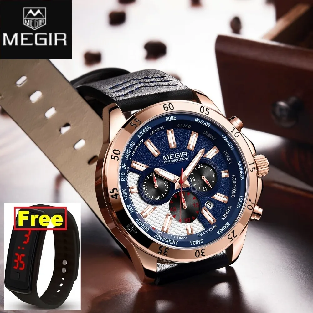 Erkek Kol Saati MEGIR Watch Men Fashion Sport Quartz Mens Watches Top Brand Luxury Military Relogio Masculino Zegarek Mesk | Наручные