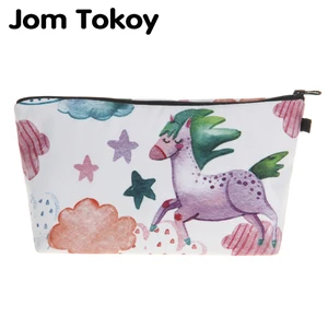 Сумка-Органайзер для косметики Jom Tokoy, с 3D-принтом единорога и цветов, 2019
