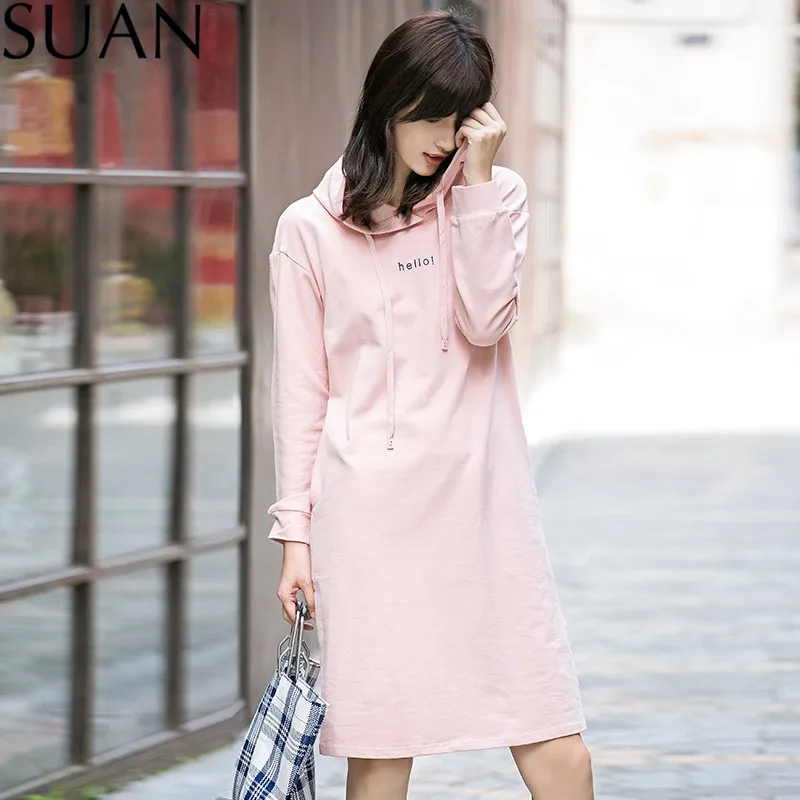 Суан 2018 Для женщин с длинными рукавами принтом Толстовки круглым вырезом