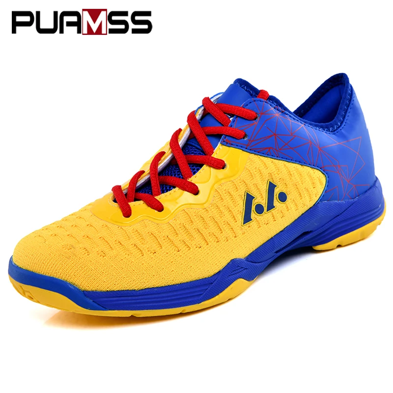 Yellow Badminton Shoes Breathable Mesh Sneakers New Men Women Badminton Training Shoes Outdoor Sports Badminton Shoes - Цвет: Yellow