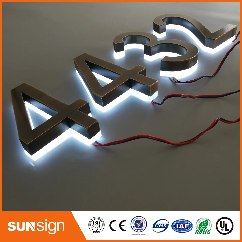 Вывеска с подсветкой из нержавеющей стали 15 см|backlit signs|illuminated letter signsletter sign |