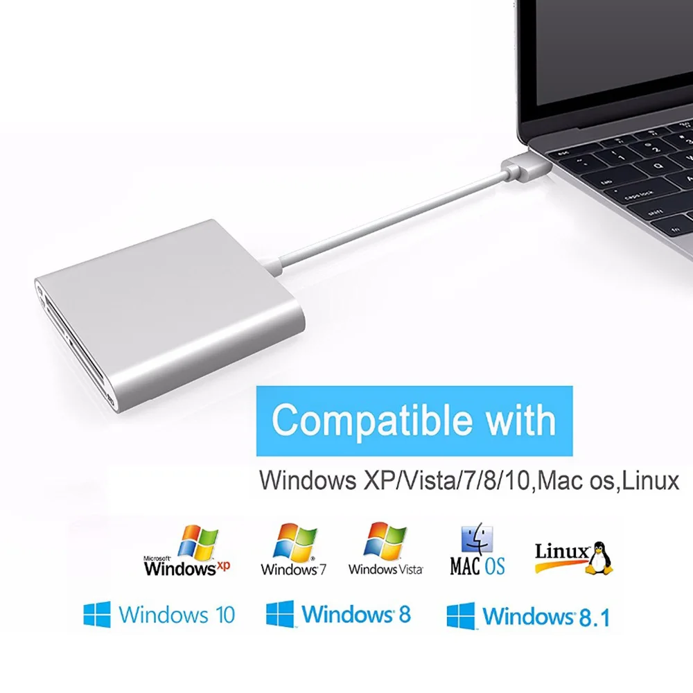 Все в 1 USB Type C to CF SD TF камера внешний кард-ридер для Macbook Pro Air 2018 телефона OTG