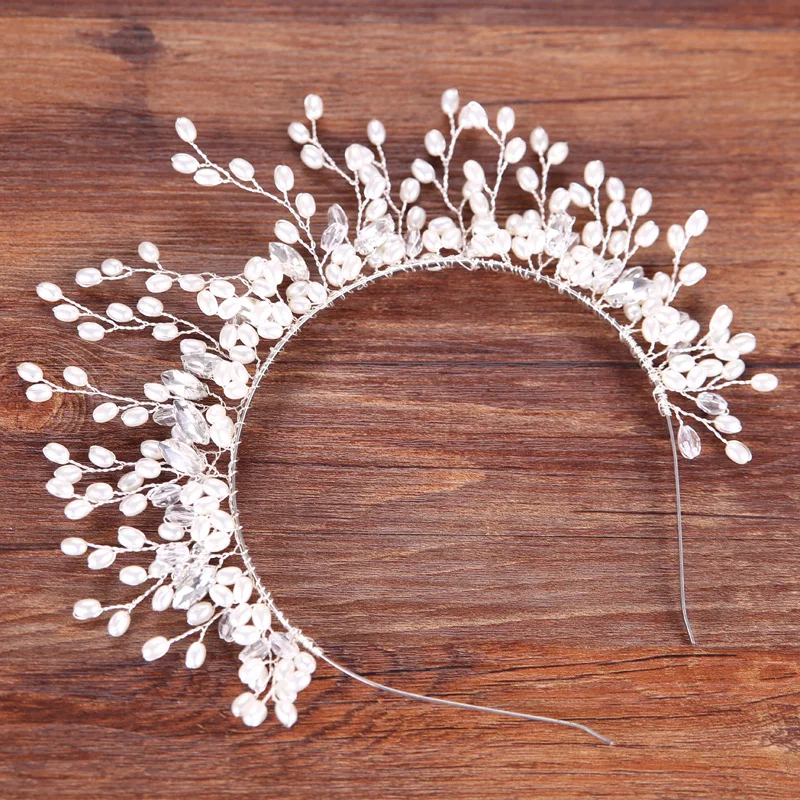 

New Style Handmade Crystal Pearl Bridal Wedding Hairband Tiara Women Hair Vine Fashion Bride Hair Jewelry Accessories Headband