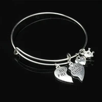 best friendslove crystal crown pendants special design adjustable metallic bracelets bangles for women