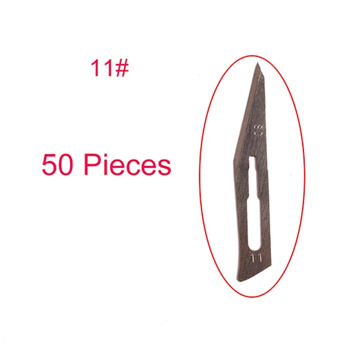 50pcs-Blade-11 Ручка из нержавеющей стали, скальпель, одноразовое лезвие, многоцелевой нож для резки электроники, инструменты для ремонта печатных плат, скальпель - Цвет: 50pcs-Blade-11