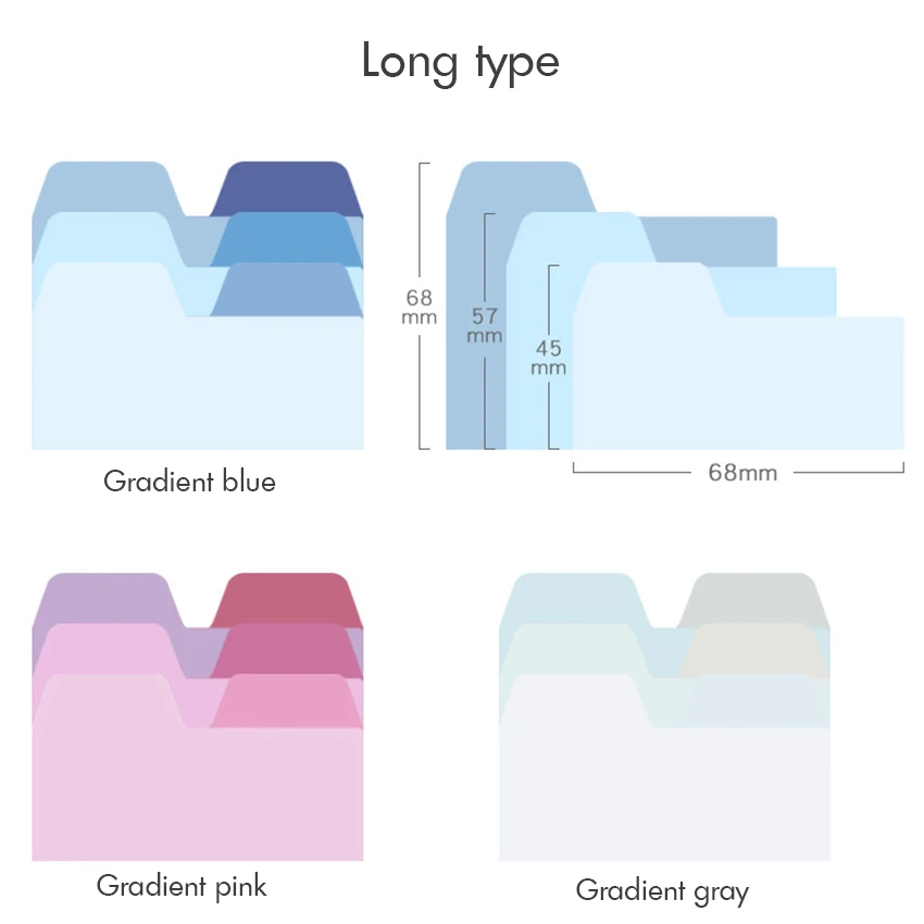 Gradient Color Sticky Note Multi Colors Message Sticker Bookmark Marker Planner Book Page Decorative Memo Pad 60 Sheets | Канцтовары для