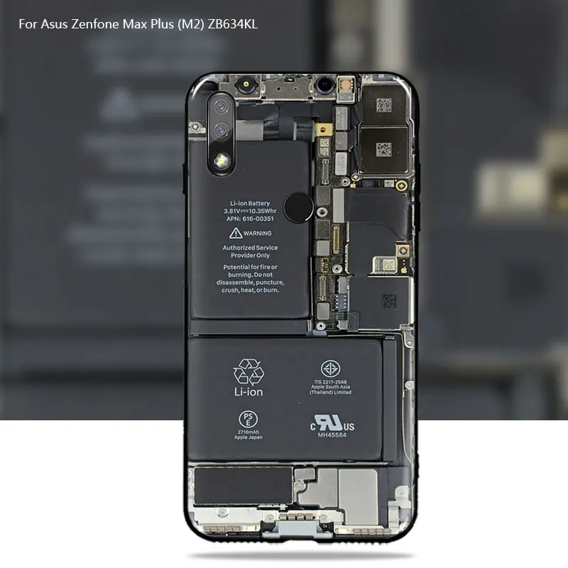 Чехол для Asus Zenfone Max Plus (M2) ZB634KL интересный чехол из мягкого ТПУ с рисунком батареи