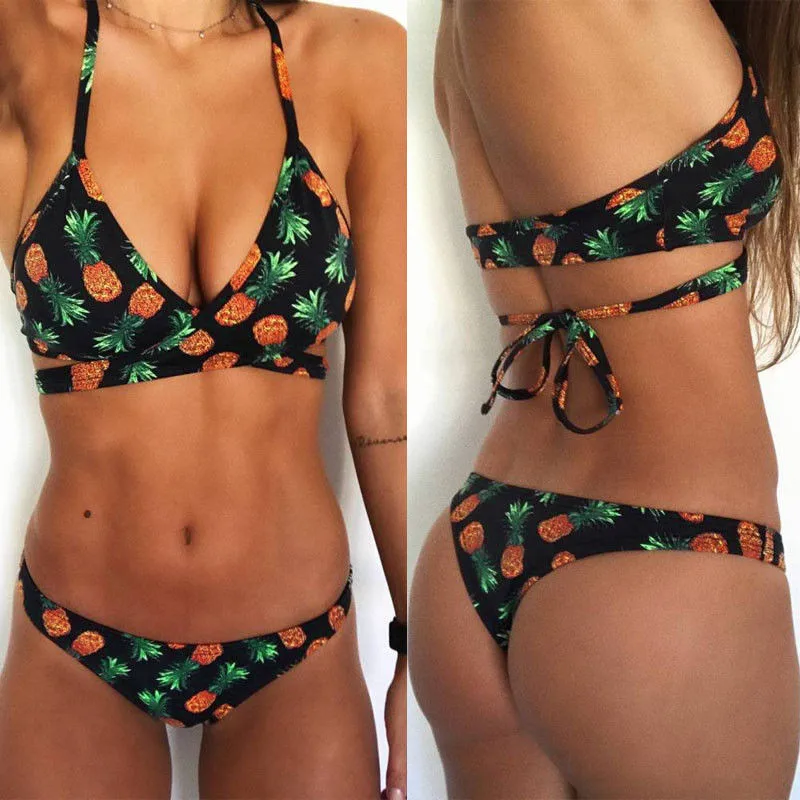 Женский бюстгальтер с эффектом пуш ап и ананасом сексуальный бандажный комплект