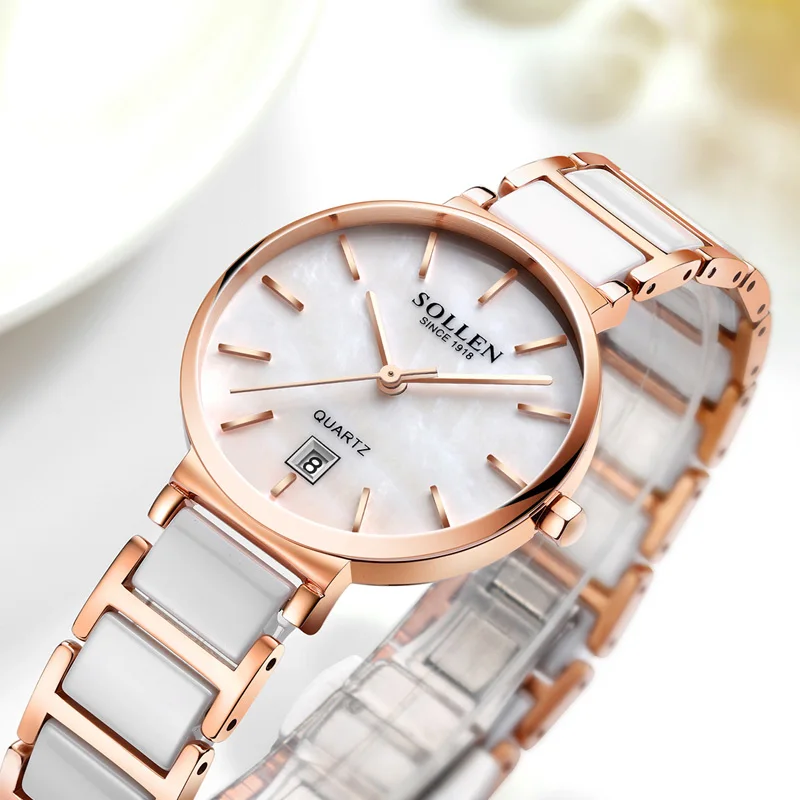 reloj mujer SOLLEN Fanshion Quality Crystal Diamond Bracelet Quartz Watch Woman Watches Brand Luxury Ladies Wrist Women | Наручные часы