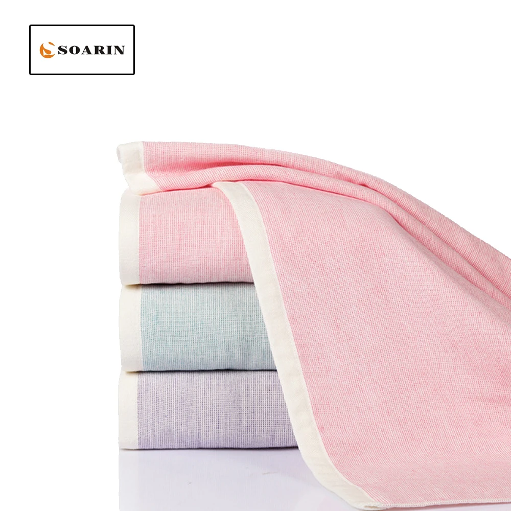 

SOARIN Cotton Bath Towel Dusch Handtuch Serviettes De Plage Pour Adultes Solid Gauze Cotton Absorvente Thicker Big Bath Towels