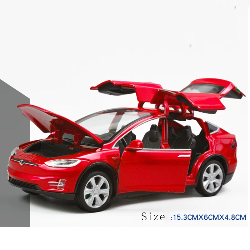 Коллекционные красный/черный/белый/голубой цвет 1/32 Tesla модель X 90 моделей автомобилей со звуком светильник Вытяните назад детские игрушки brinquedos подарки