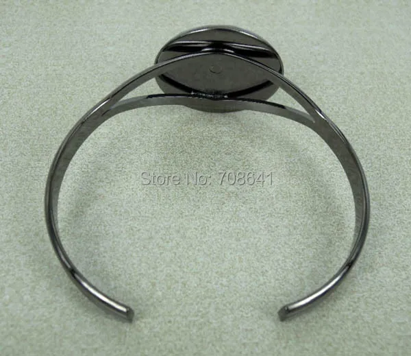 23-миллиметровые черные позолоченные круглые Кабошоны Пустые Основы для манжеты