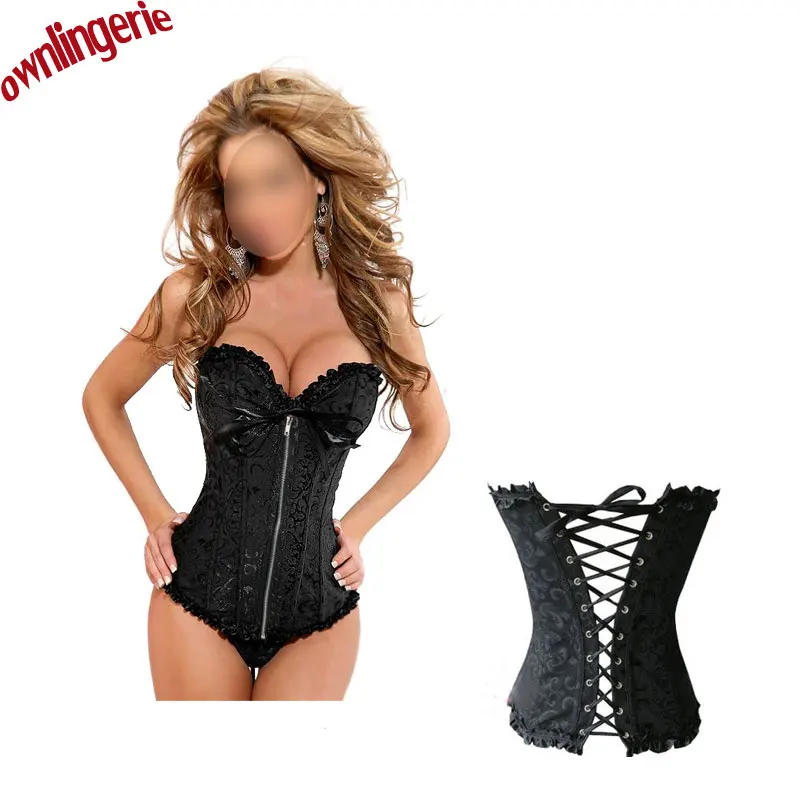 

5 Colors Gothic Steampunk Corset Women Waist Corsets And Bustiers Sexy Corset Overbust Zip Bustier Lace Up Back