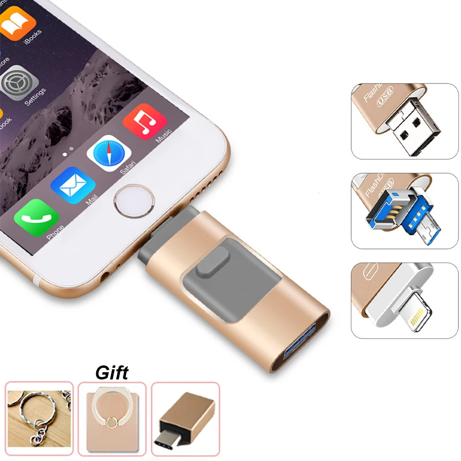 Сверхзвуковой портативный смартфон iphone 3 в 1 USB флеш диск с 8 контактами/разъемом