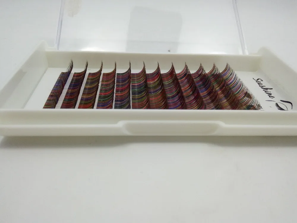 

Handmade rainbow color Individual Eyelash Extension High Quality mix color Individual Lash Extensions Free Shipping