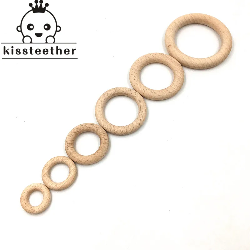 Natural Wood Teething Rings Toy Baby Teether Tooth Care Non-toxic Healthy 100% Beech Wooden Ring Teether Infant Teething Toys