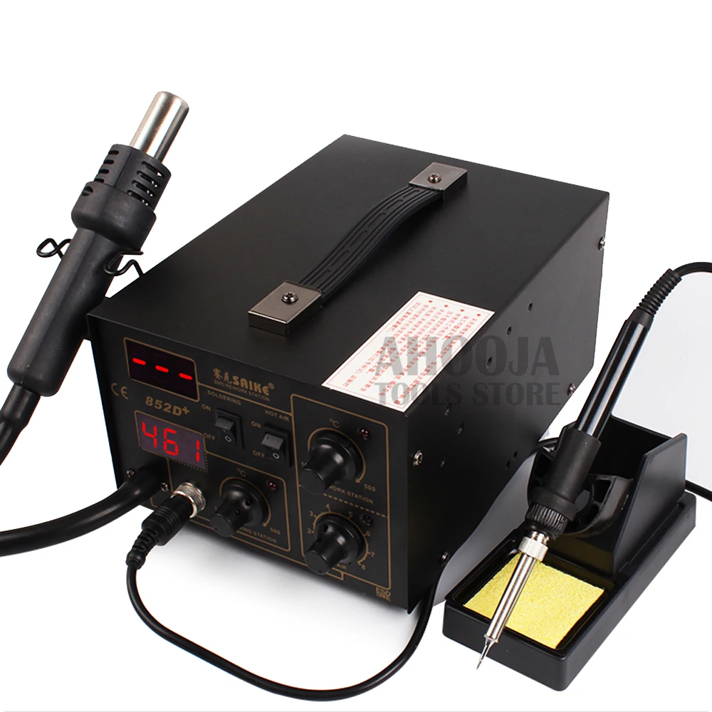 Паяльная станция SAIKE 852D + 2 в 1 SMD 220 В/110 В тепловой воздушный пистолет насос