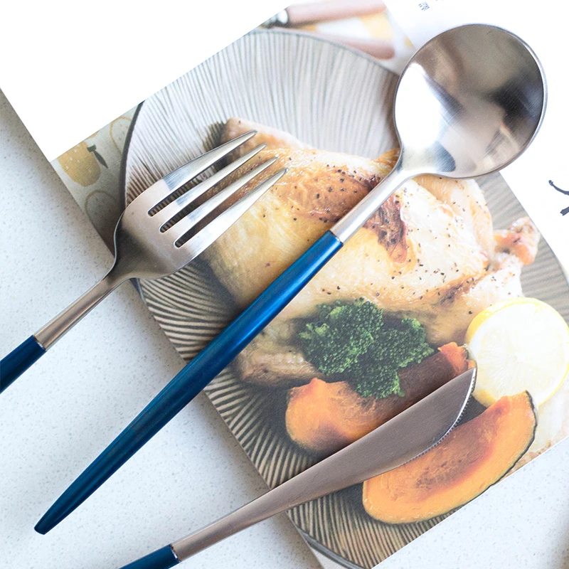 Набор голубых столовых приборов из нержавеющей стали 304 4 шт.|blue cutlery set|dinnerware setcutlery