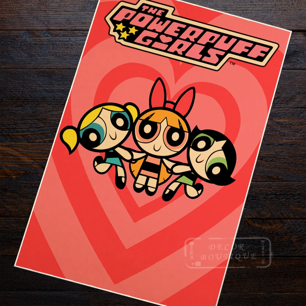 Powerpuff девушки США 90s ТВ шоу Винтаж Ретро плакат декоративный DIY настенные холст
