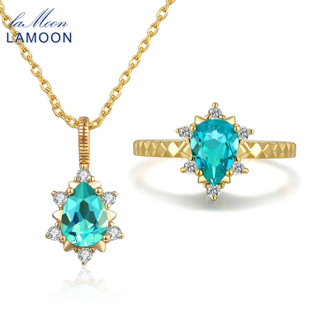LAMOON 5x7 мм 1ct 100% натуральный каплевидный кольцо с апатитом 925 пробы Серебряные